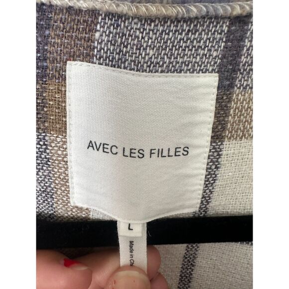 AVEC LES FILLES Relaxed Fit Lavender Beige Plaid Fall Shacket Size Large - Picture 10 of 12